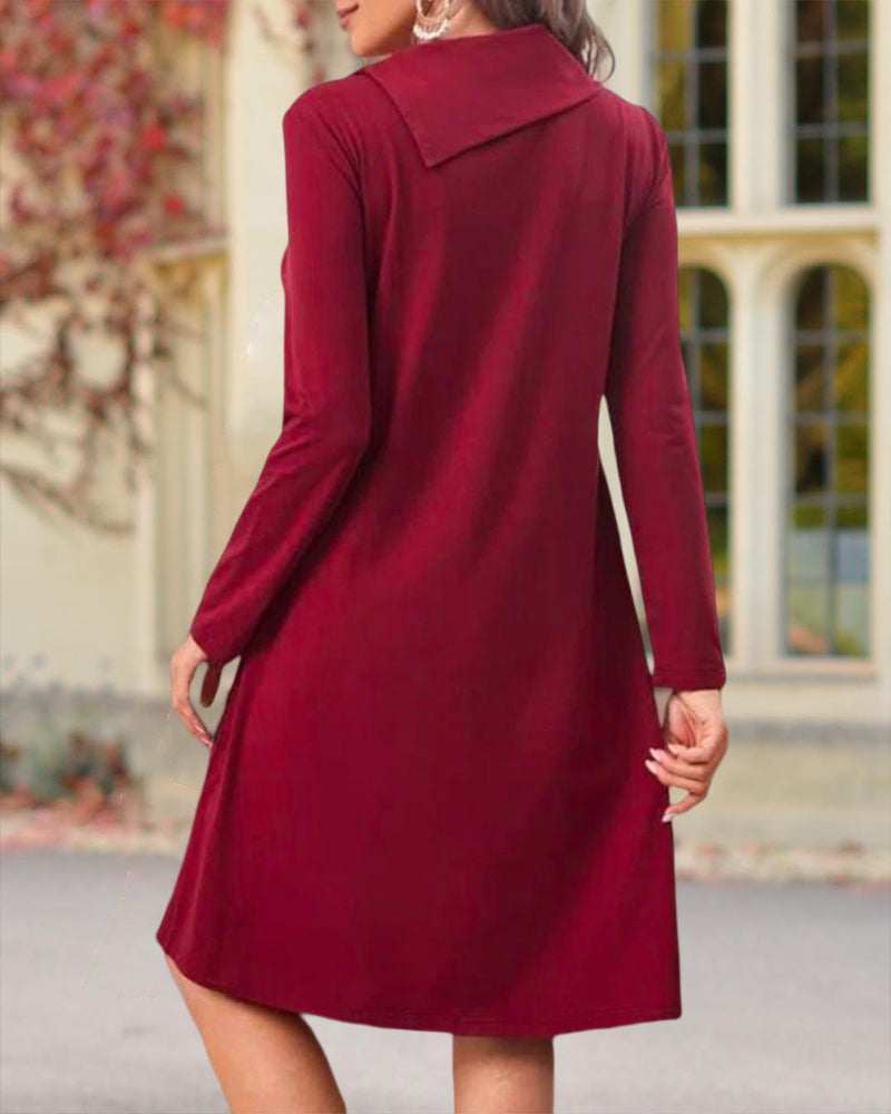 klänning med enfärgad med elegant med knappar