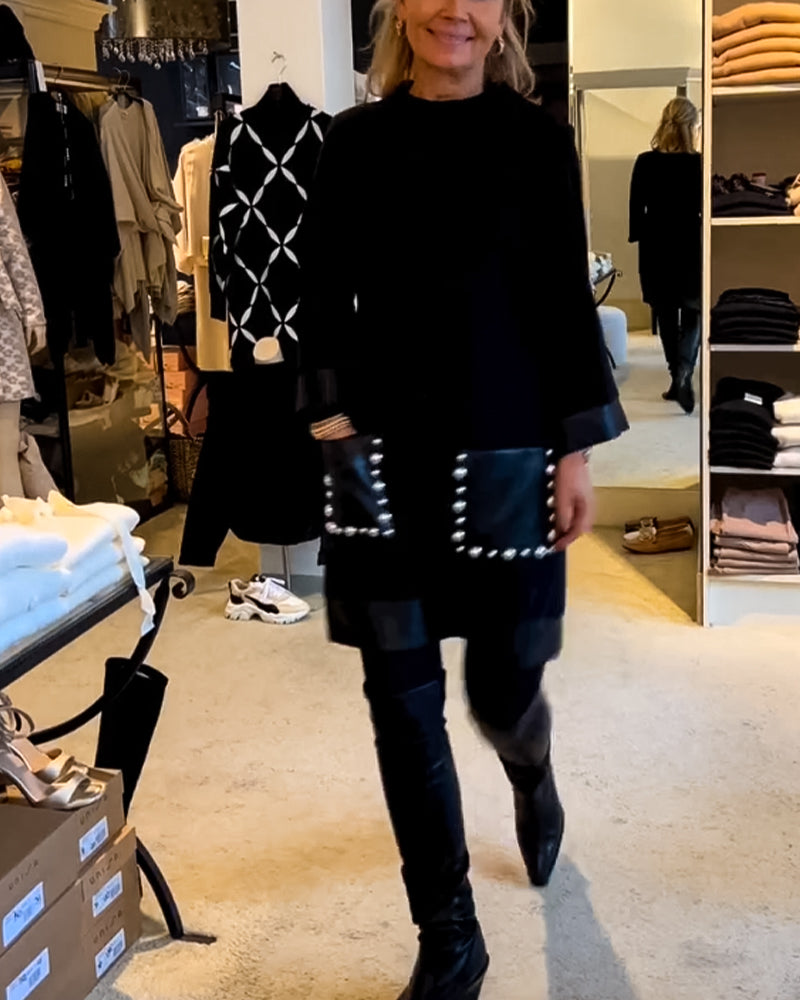 Rund nackad avslappnad klänning med fickor