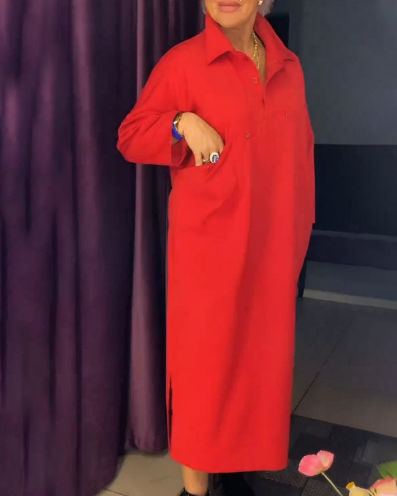 Klänning med avslappnad passform och skjortkrage