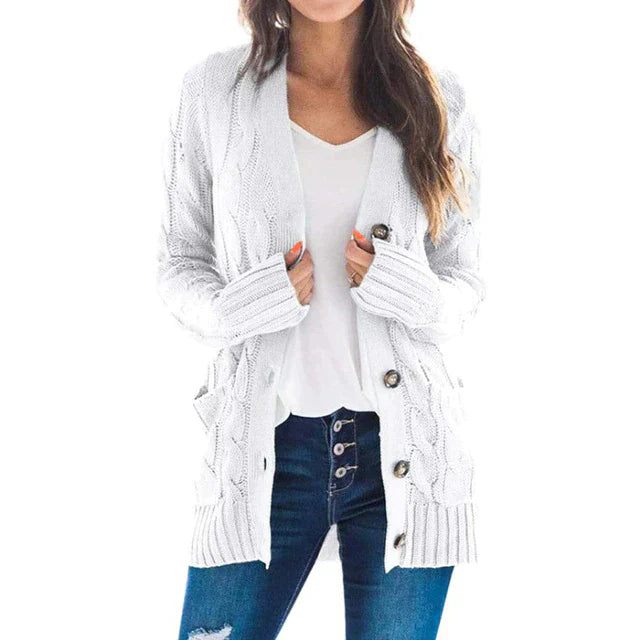 Olivia - 2024 cardigan långärmad stickad kappa med V-ringad