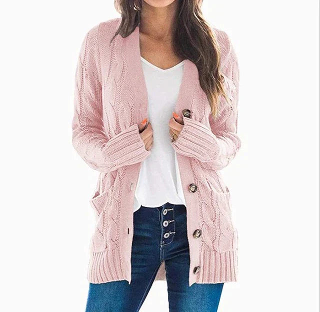 Olivia - 2024 cardigan långärmad stickad kappa med V-ringad