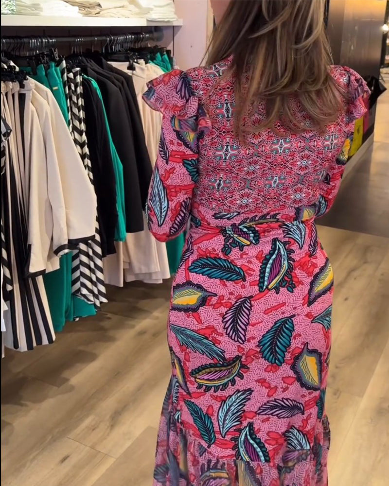 Elegant tryckt klänning för kvinnor