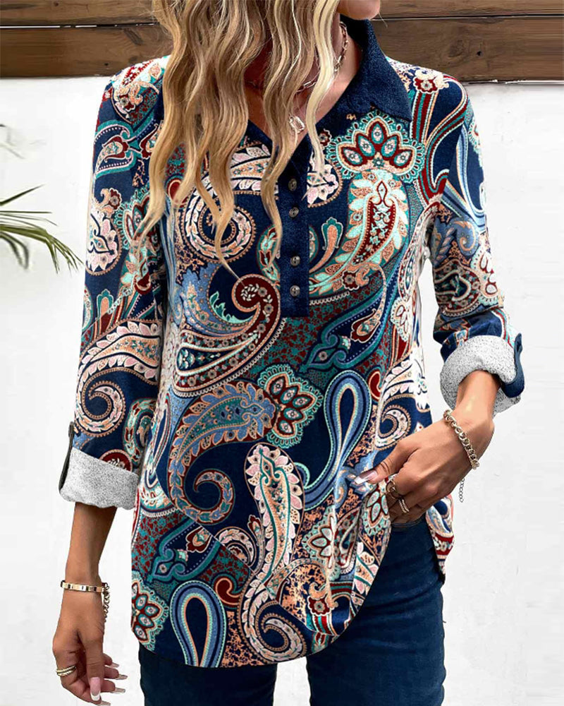 Lapelblus med paisleytryck