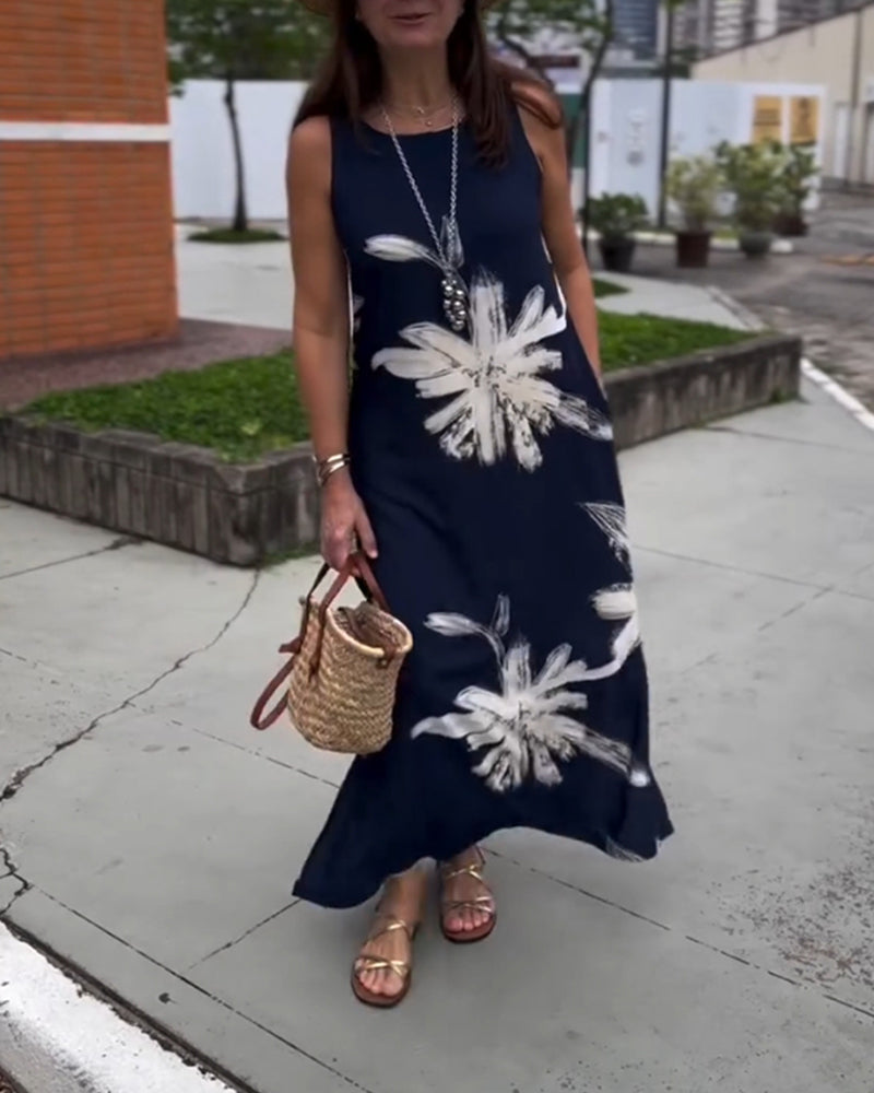 Klänning med fickor och ärmlös