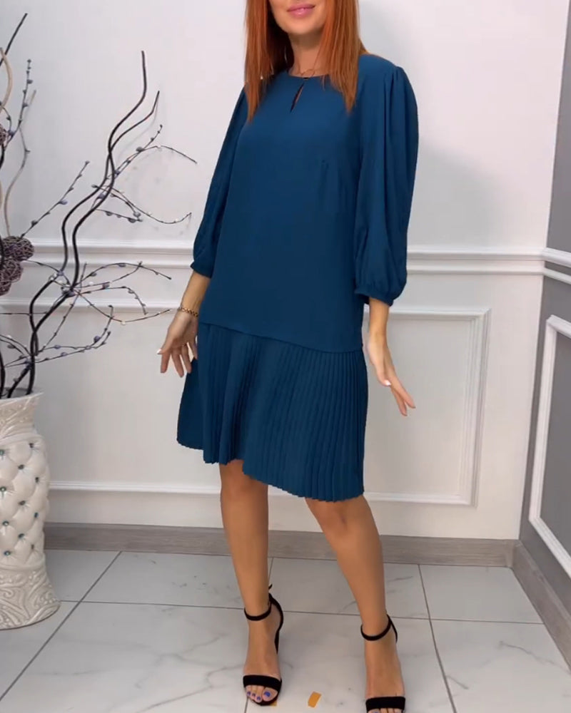 Patchwork veckad enfärgad klänning