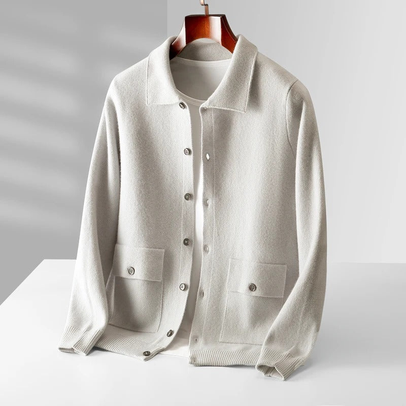 Kashmir Cardigan Polo Tröja Jacka för män