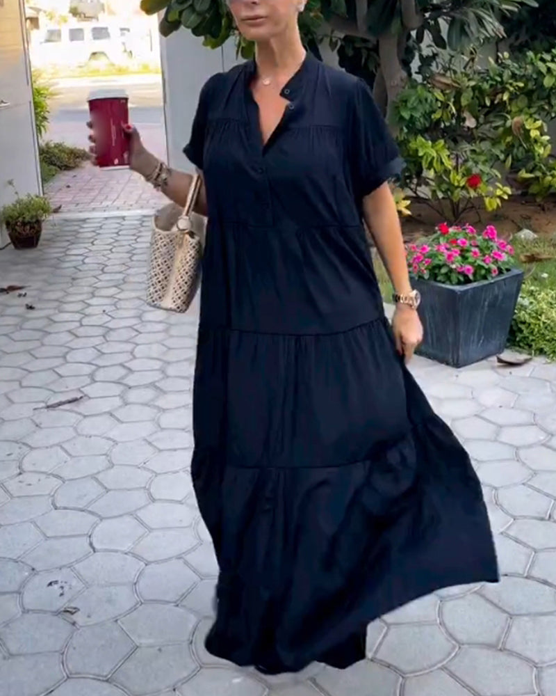 Elegant V -halsad kortärmklänning