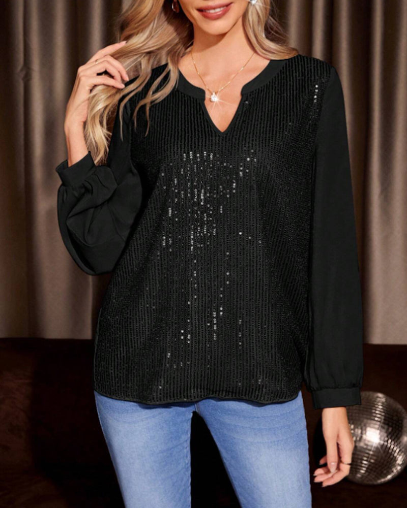 Sydd paljett enfärgad elegant topp