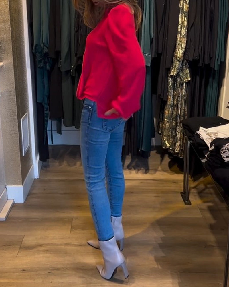 Elegant blus med lanternärmar