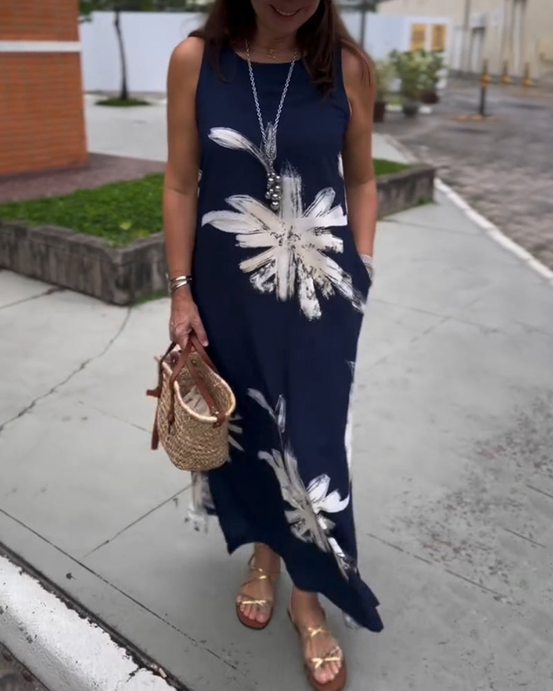 Klänning med fickor och ärmlös