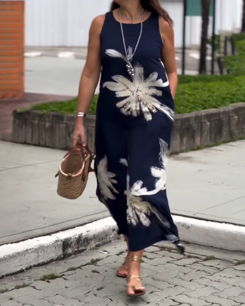 Klänning med fickor och ärmlös