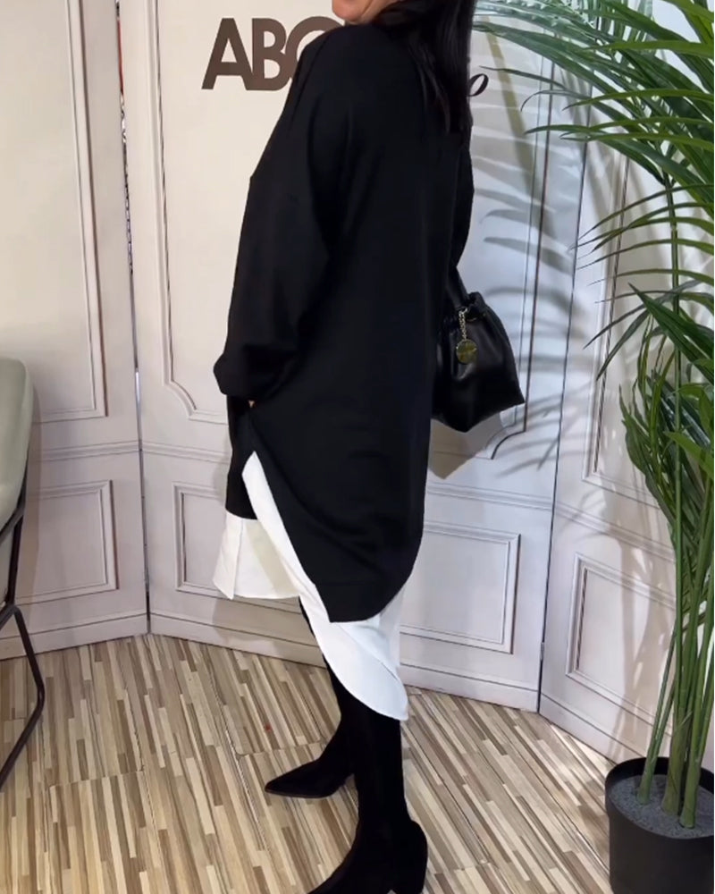 Runda nacke lapptäckklänning