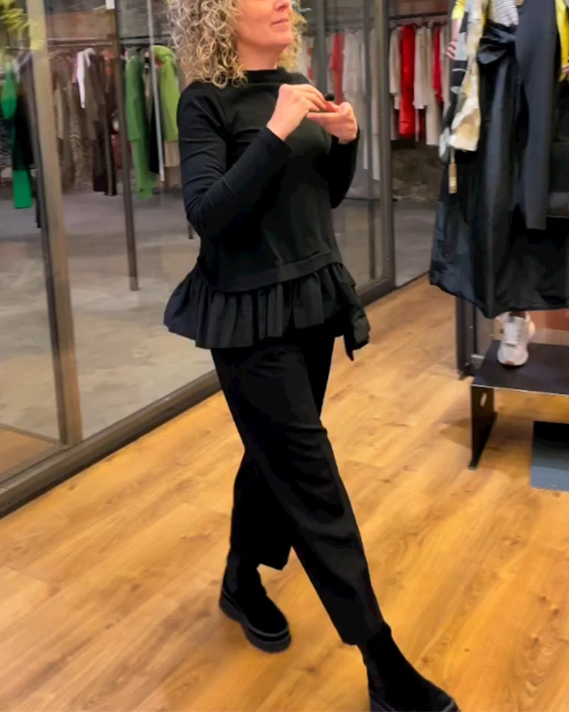 Patchwork volang enfärgad topp