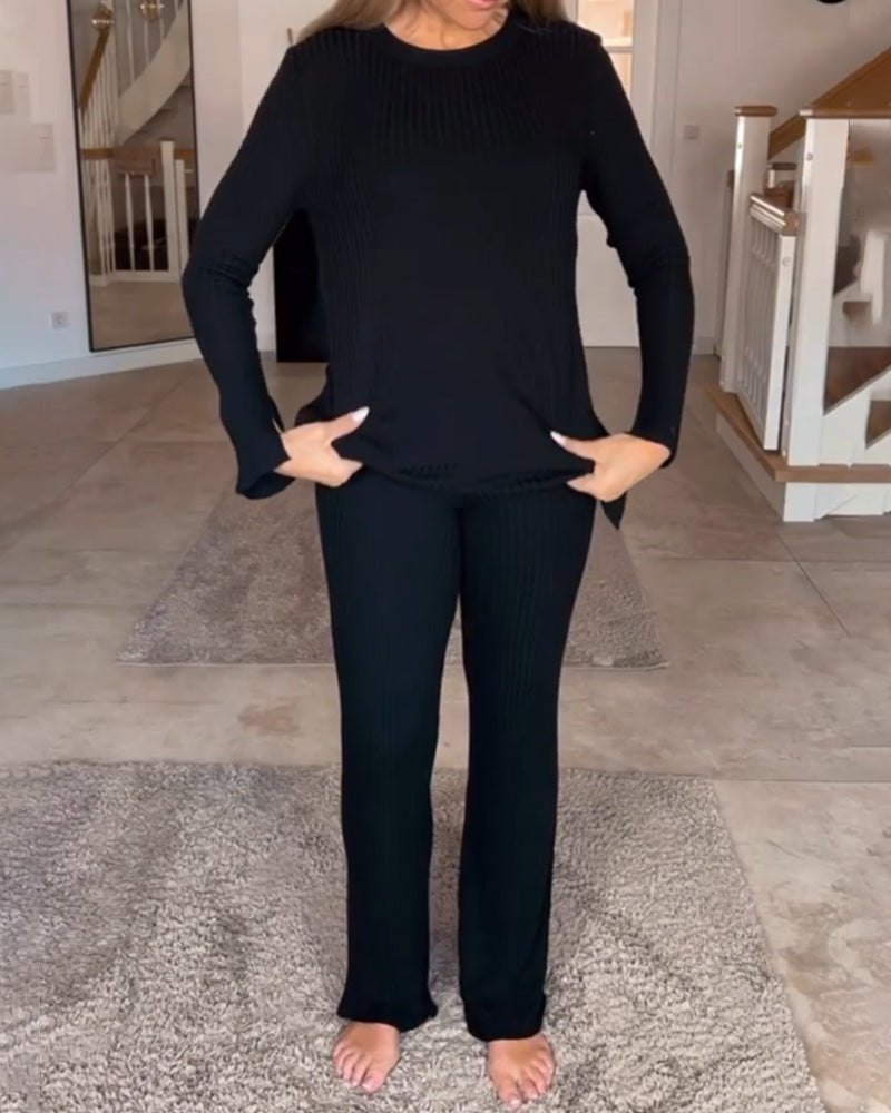 Avslappnad Topp med rund hals