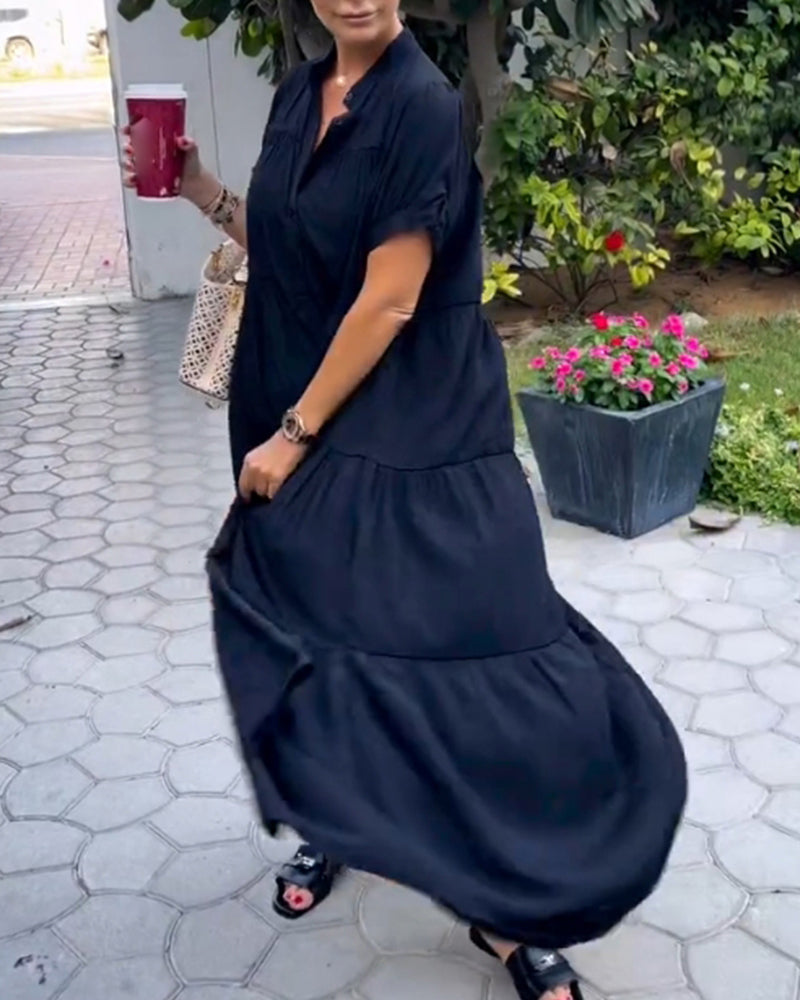 Elegant V -halsad kortärmklänning