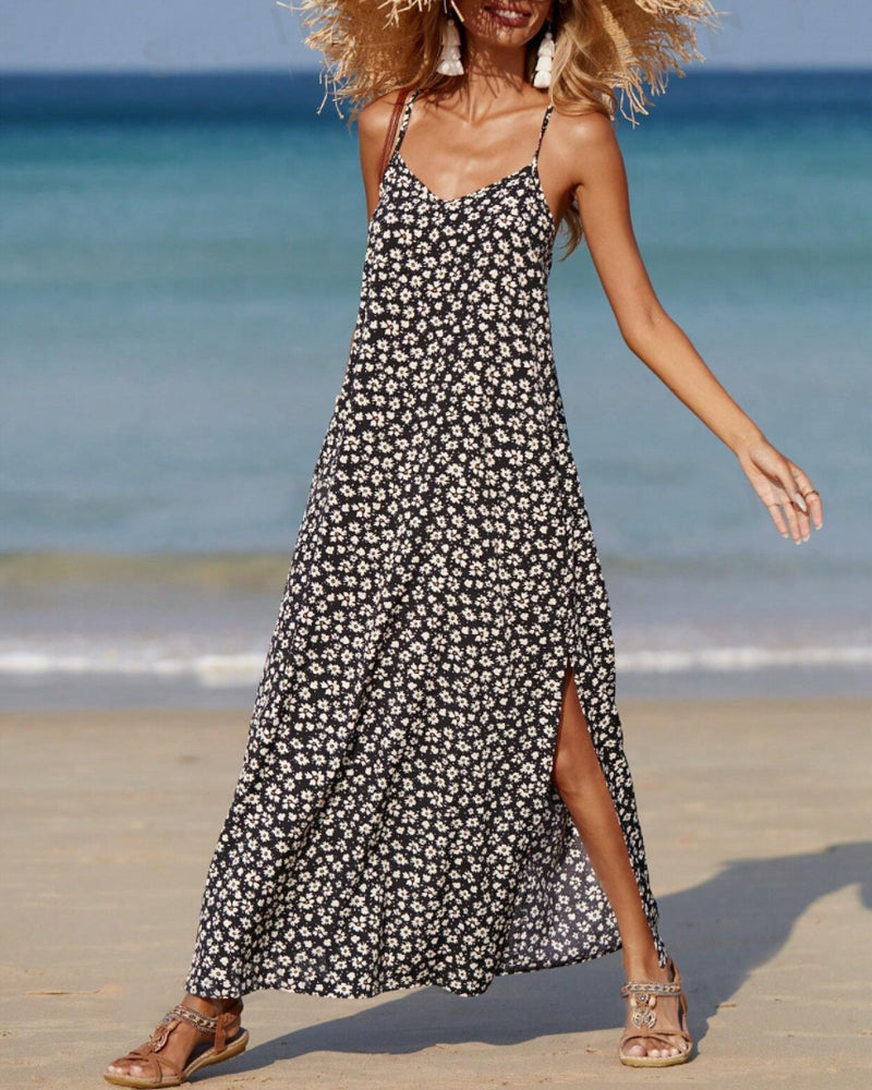 Klänning med delad spagettirem