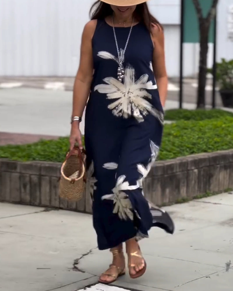 Klänning med fickor och ärmlös