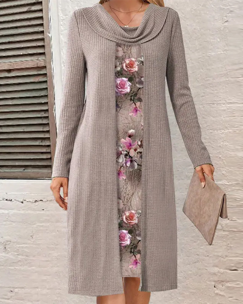 Patchworkklänning med blommönster