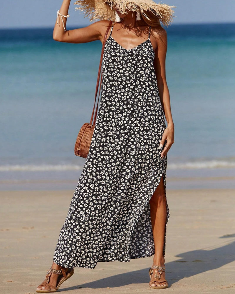 Klänning med delad spagettirem