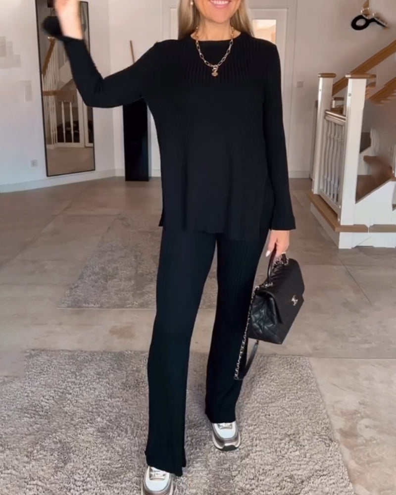 Avslappnad Topp med rund hals