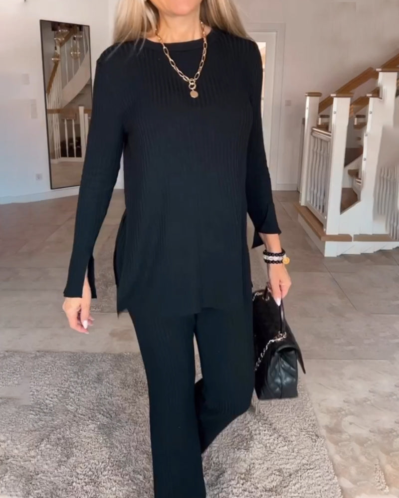 Avslappnad Topp med rund hals