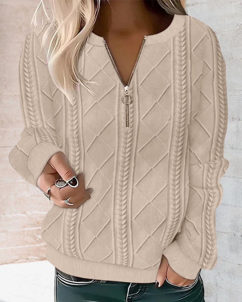 Ensfarget genser med glidelås