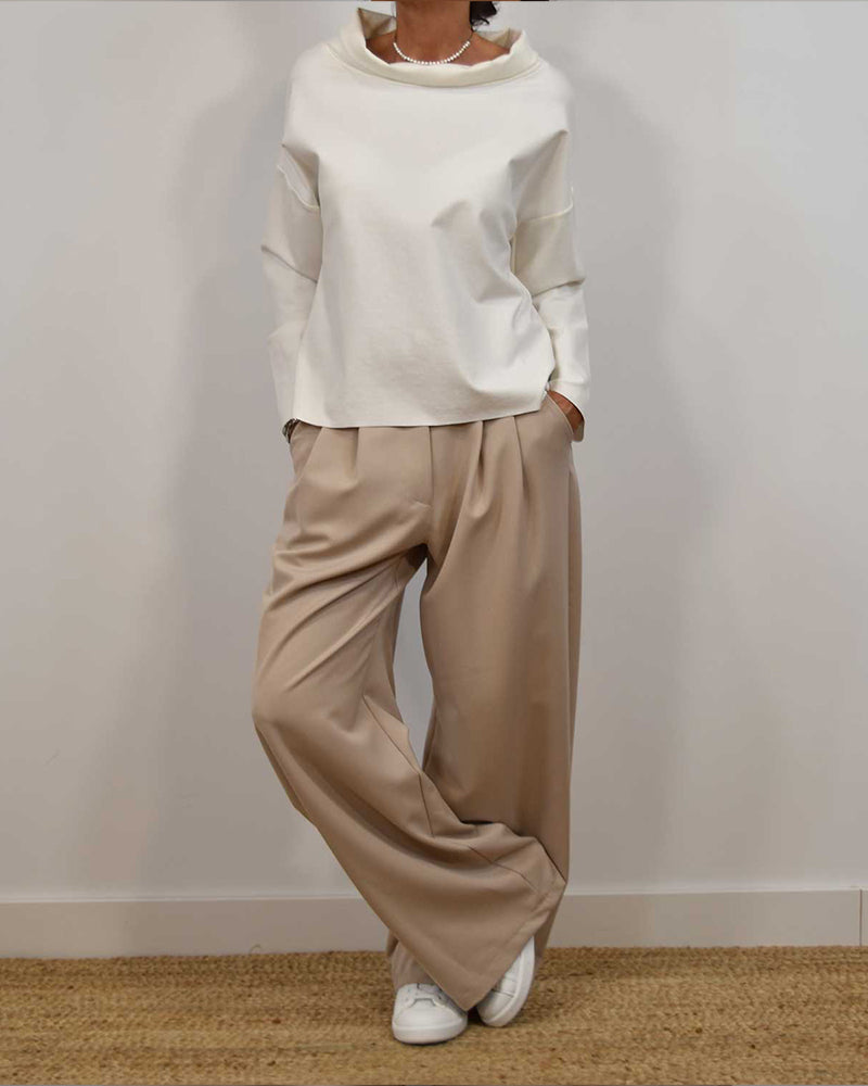 Långärmad enkel avslappnad topp