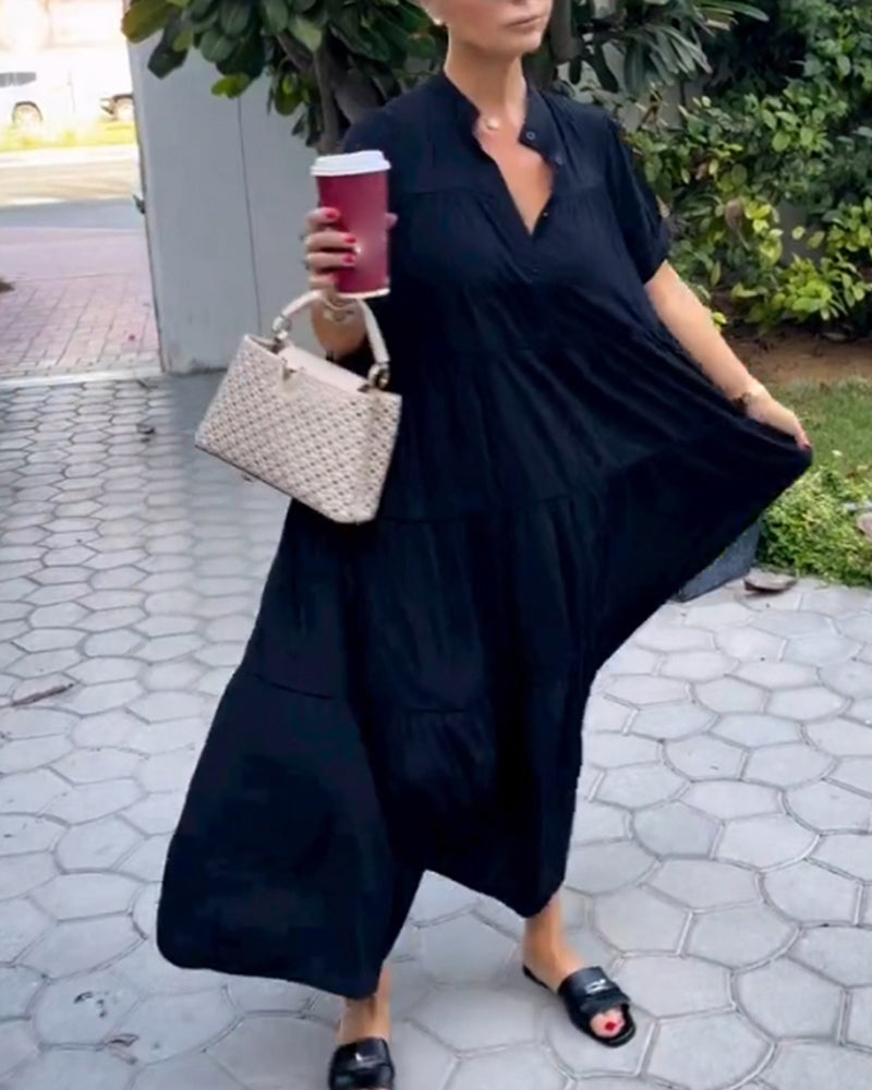 Elegant V -halsad kortärmklänning