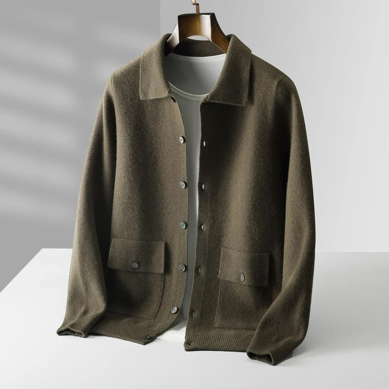 Kashmir Cardigan Polo Tröja Jacka för män