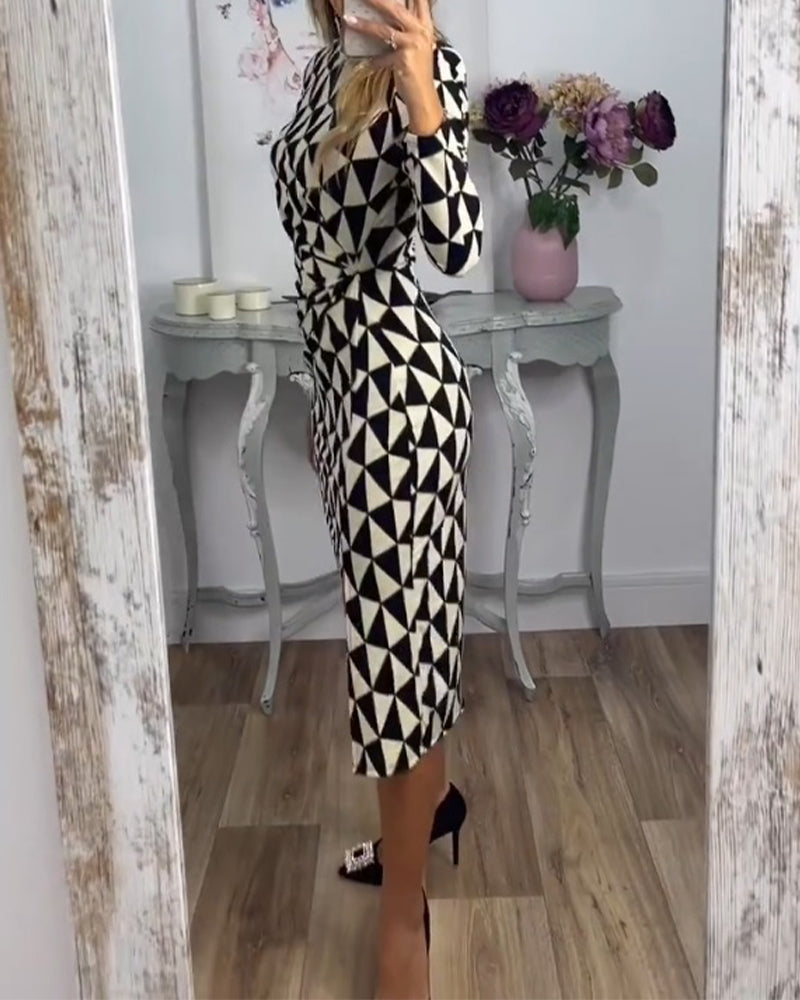 Bodycon Klänning med geometriskt tryck