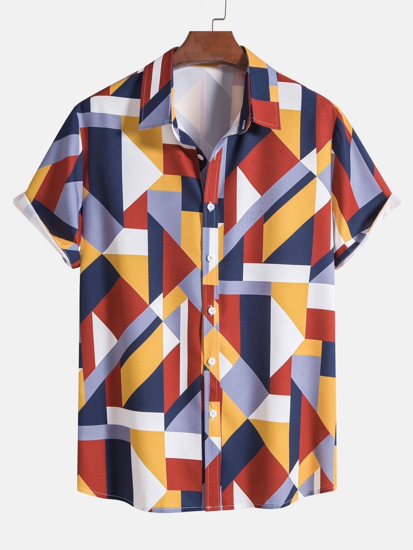 Skjorta med geometriskt tryck och badshorts