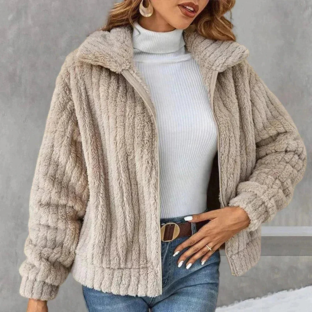 kvinnor rib fleece jacket