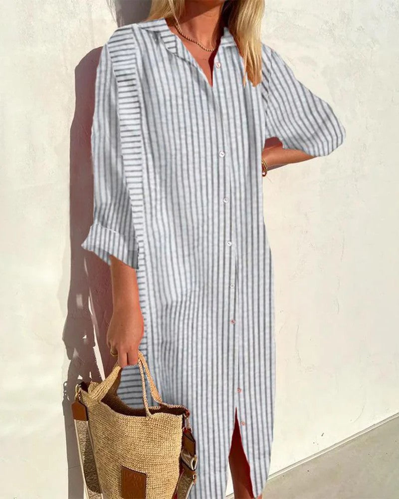 Skjortklänning med randigt tryck