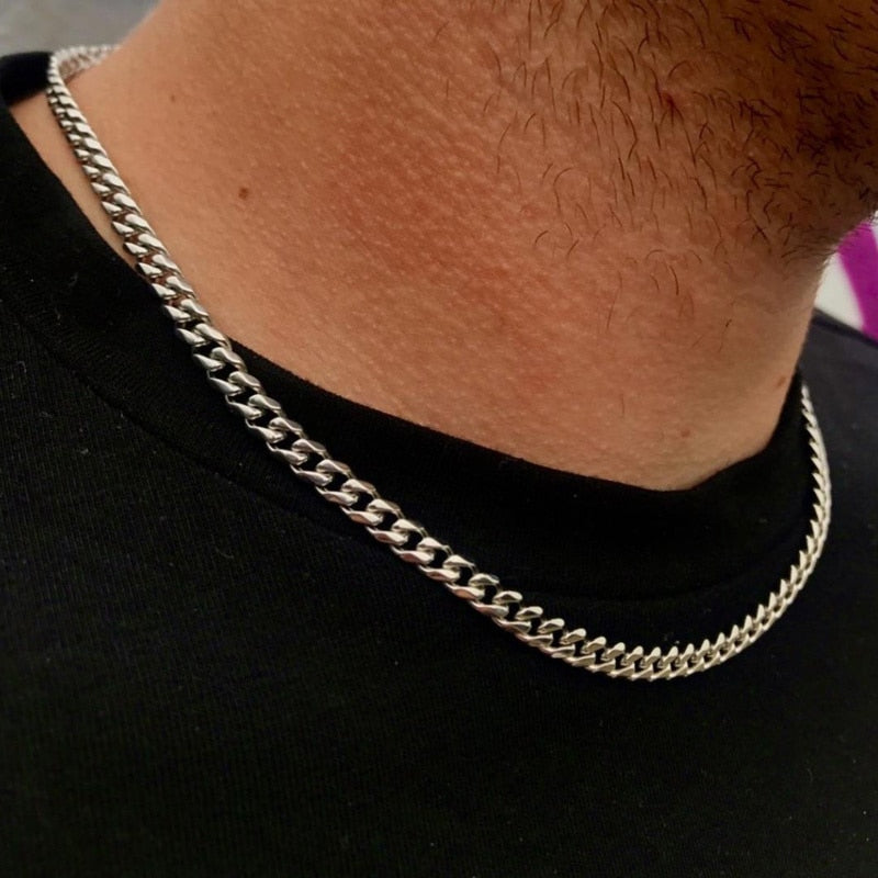Antonios kubansk rostfritt stål halsband män