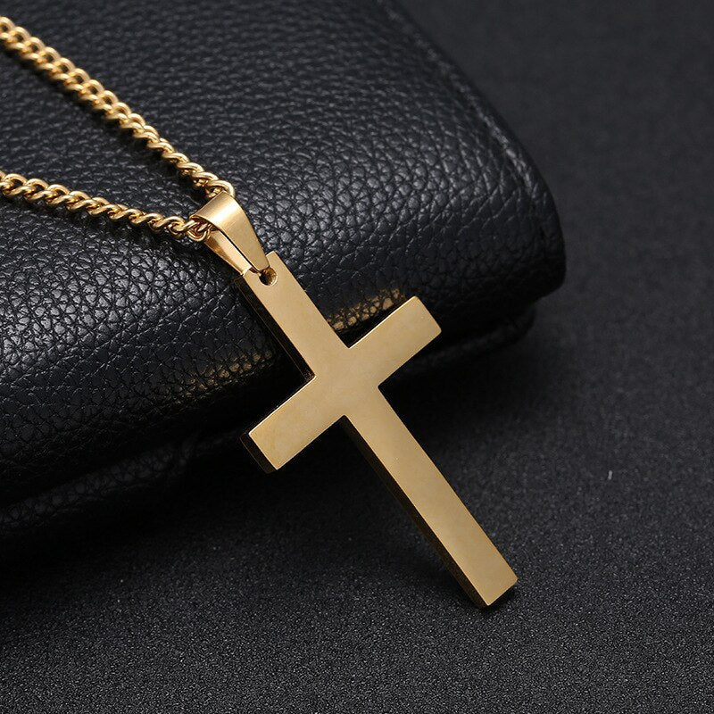 Antonios Cross rostfritt stål halsband Män