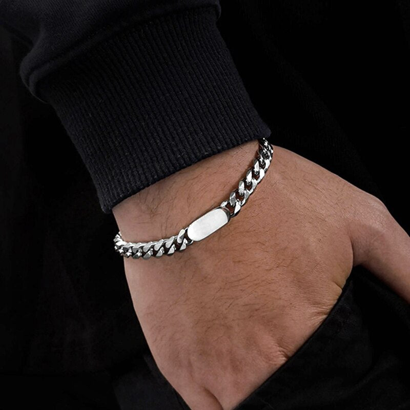 Antonios kubansk rostfritt stål armband män