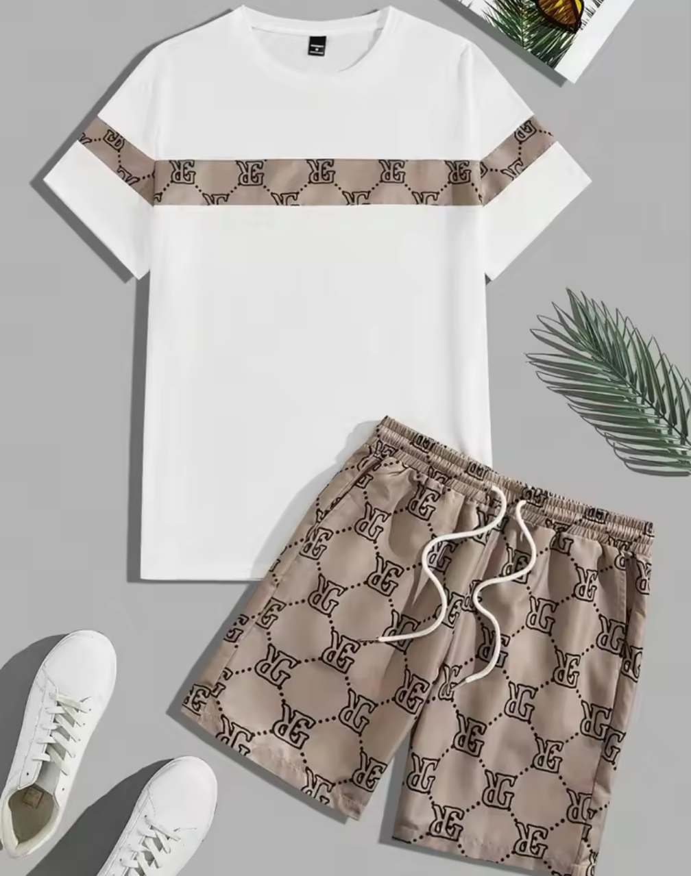 2-delat Sommarset – T-shirt & Shorts med Loggdetalje