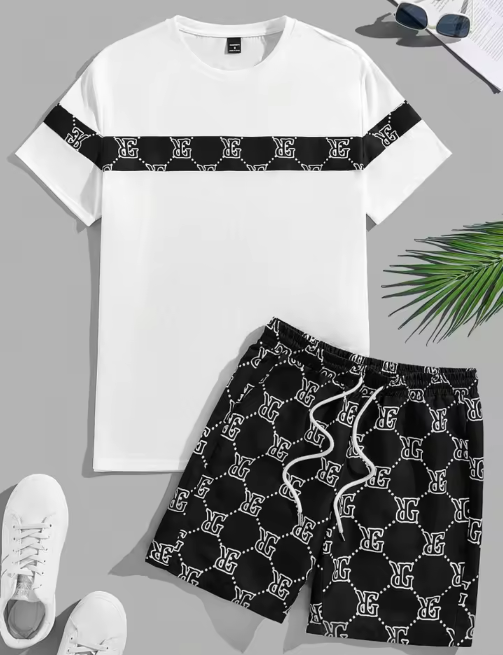 2-delat Sommarset – T-shirt & Shorts med Loggdetalje