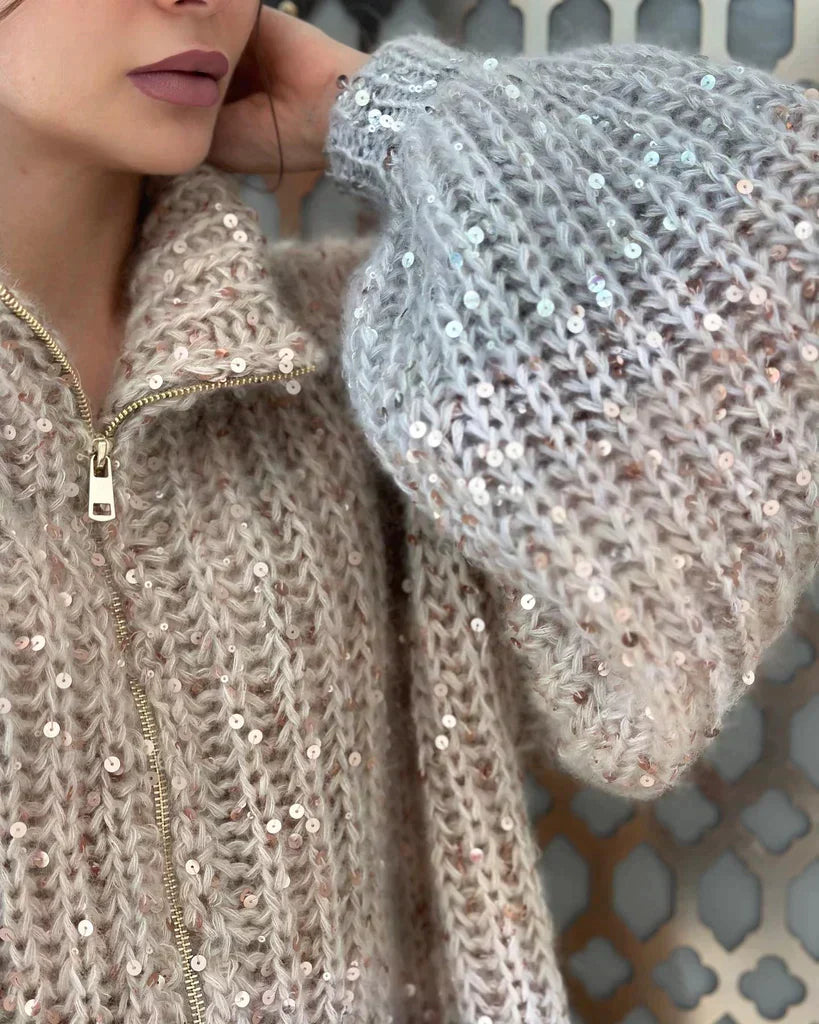 Selina - Den eleganta, glittrande cardigan-tröjan i siden